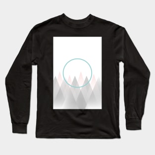Minimal Abstract Graphic Mountains Circle Blue Mint Pink Gray Long Sleeve T-Shirt
